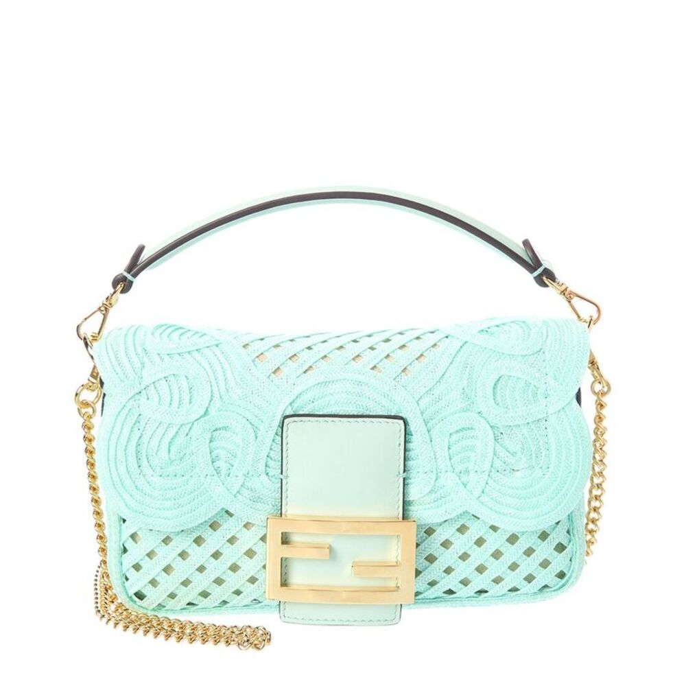 Fendi Baguette Mini Ribbon & Leather Shoulder Bag
